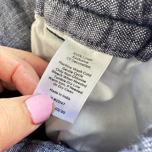 Talbots 100% Linen Pants Size 6 Blue Drawstring Lightweight Beachy Boho Wide Leg - Picture 6 of 7